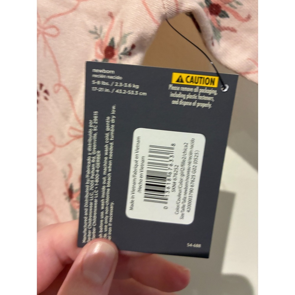 Modern Moments by Gerber Baby Girl Newborn Pink‎ Knit Holiday Pajamas NWT - Picture 4 of 4